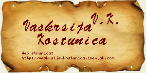 Vaskrsija Koštunica vizit kartica